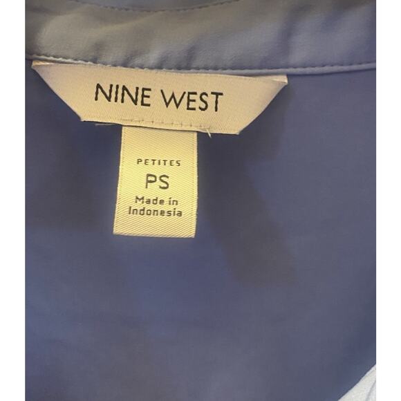 NWT Nine West Soft Blue Button Blouse Shirt Women’s SP - Picture 2 of 8